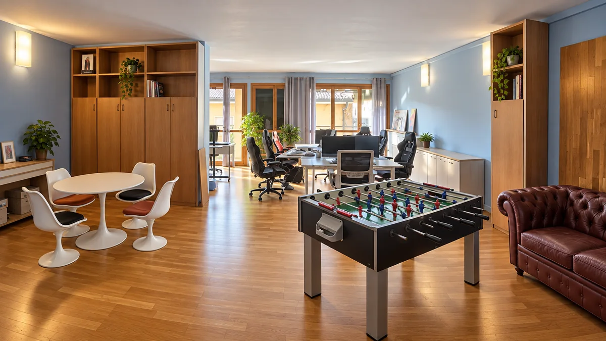 Meda office: photographic composition retouched from real photographs.